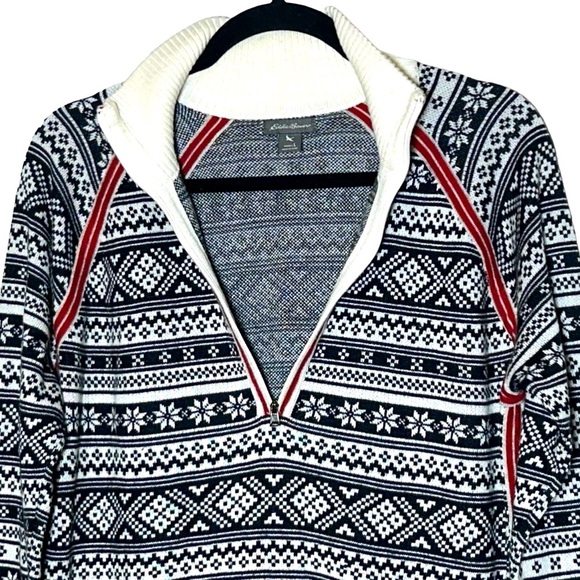 Eddie Bauer Fair Isle Engage Nordic 1/4 Zip Pullover Ski Sweater, Size Large - Picture 8 of 14